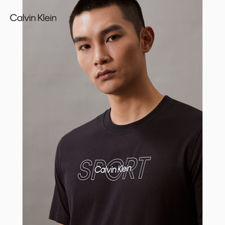 Calvin Klein【吸湿】运动24春夏男士字母印花纯棉跑步短袖T恤4MS4K169 001-太空黑 XL