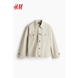 H&M2024春季男装时尚休闲修身版型亚麻混纺外套1208295 浅米色 175/108A L