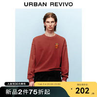 UR2024春季男装时尚新年趣味刺绣图案圆领卫衣UMV440007 朱红 XS