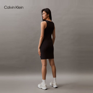 Calvin Klein Jeans24春夏女士复古摩登字母叠印无袖修身连衣裙J223069 BEH-太空黑 L