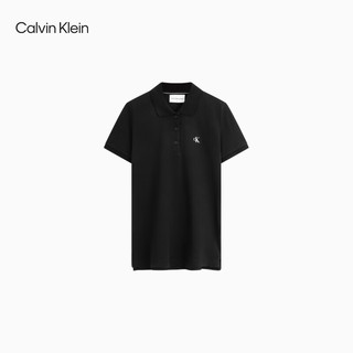 Calvin Klein Jeans24春夏女士休闲简约印花通勤修身短袖POLO衫J223493 BEH-太空黑 S