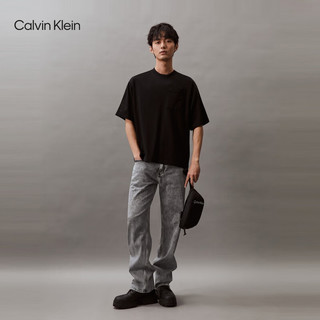 Calvin Klein【不晒系列防晒】Jeans24春夏男士印花贴袋纯色凉感T恤J326338 BEH-火山黑 L