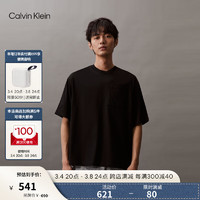 Calvin Klein【不晒系列防晒】Jeans24春夏男士印花贴袋纯色凉感T恤J326338 BEH-火山黑 S