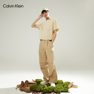 Calvin Klein【不晒系列防晒】Jeans24春夏男士印花贴袋纯色凉感T恤J326338 LFU-沙丘黄 M