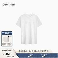 Calvin Klein Jeans24春夏男士休闲通勤简约字母纯棉圆领短袖T恤40BC812 YAA-月光白 M