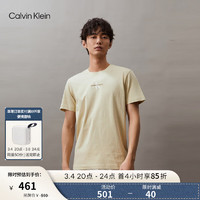 Calvin Klein Jeans24春夏男士经典刺绣印花休闲纯棉圆领短袖T恤J323483 LFU-豆汁黄 L