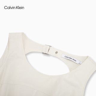 Calvin Klein Jeans24春夏女士摩登性感露背金属扣袢无袖连衣裙J223456 CGA-奶昔白 L