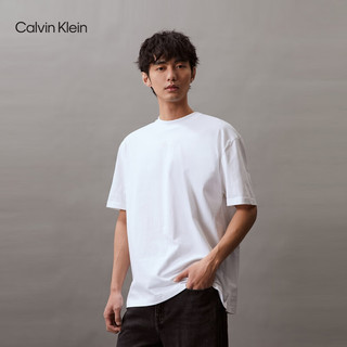 Calvin Klein Jeans24春夏男女中性纯棉图像印花宽松短袖T恤J400399 YAF-月光白 L