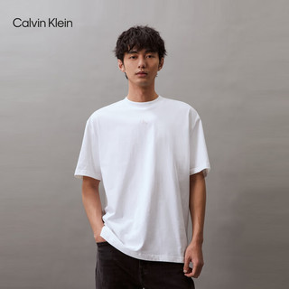 Calvin Klein Jeans24春夏男女中性纯棉图像印花宽松短袖T恤J400399 YAF-月光白 L