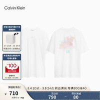 Calvin Klein Jeans24春夏男女中性纯棉图像印花宽松短袖T恤J400399 YAF-月光白 M