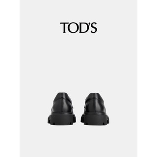 TOD'S【】2024春夏男士皮革系带鞋厚底增高休闲皮鞋男鞋 黑色 45