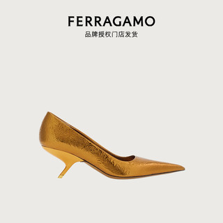 菲拉格慕（Ferragamo）【品牌授权门店发货】女士金色层压皮革高跟鞋 0766249_1C _ 70