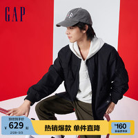 Gap 盖璞 男女装春季2024LOGO飞行员夹克876979外套 黑色 180/100A(XL)亚洲尺码