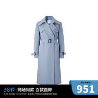 太平鸟2024年春季品质长款风衣A1BEE1384 蓝色 XS