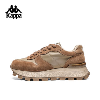 卡帕（Kappa）加绒保暖老爹鞋女冬季厚底增高棉鞋 50CJ1雄鹿棕 40  50CJ1雄鹿棕(加绒款)