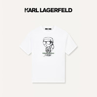 Karl Lagerfeld卡尔拉格斐轻奢老佛爷男装 2024春夏款KL印花休闲 短袖T恤 白色 50