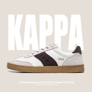 卡帕（Kappa）德训鞋男女鞋同款复古低帮板鞋百搭休闲鞋子 白棕 42 