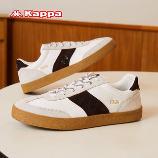 卡帕（Kappa）德训鞋男女鞋同款复古低帮板鞋百搭休闲鞋子 白棕 35 