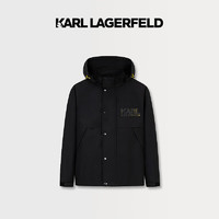 KARL LAGERFELD 卡尔拉格斐2023冬连帽LOGO老佛爷男装休闲风衣外套 4635 黑色 50