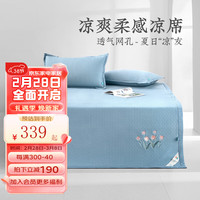 远梦凉席冰丝席 夏清柔感凉席三件套可水洗空调席 晴蓝 180CM×200CM