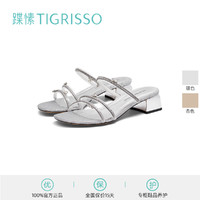 tigrisso 蹀愫 一字带粗跟水晶拖鞋女外穿TA43305-81