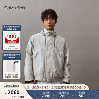 Calvin Klein Jeans24春夏新款男士户外织带魔术贴袖口运动连帽夹克J325904 PC8-银河灰