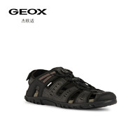 GEOX 杰欧适 男鞋2024春夏日常酷帅休闲舒适沙滩鞋U4524C 黑色C9999 39