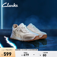 Clarks 其乐 跃动系列男士休闲跑鞋潮流运动复古鞋时尚舒适跑步鞋 白色261675217 43