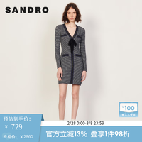 Sandro 春秋女装通勤时尚撞色格纹针织法式连衣裙SFPRO02187 多色 36