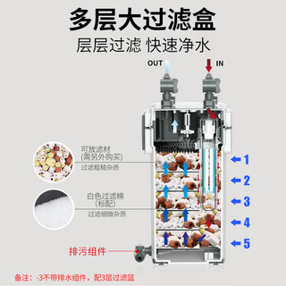 森森（SUNSUN）鱼缸过滤器外置过滤桶水泵水族箱缸外过滤器净水循环系统 10W普通款 5层过滤(排污阀) +1.5kg滤材