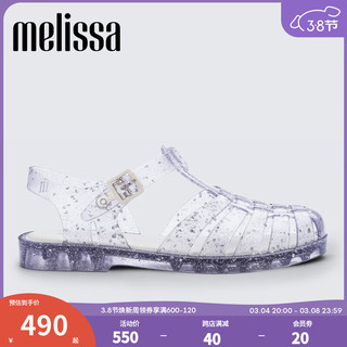 melissa 梅丽莎）新款时尚编织女士简约通勤果冻罗马凉鞋32408 水晶色 36 （35-36码）