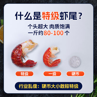XIAN YAO 鱻谣 特级小龙虾尾净重500g 80-100只 无冰衣特大号冷冻虾球 生鲜虾类