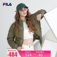 FILA 斐乐 女士运动棉服立领开衫保暖外套休闲上衣面包服欧版 橄榄绿 M