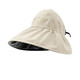 双层渔夫帽女空顶防晒帽黑胶涂层户外防紫外线可折叠遮阳帽子 米白色 均码