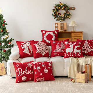 水星家纺圣诞之夜刺绣靠垫 圣诞之夜刺绣靠垫(圣诞树) 45cm×45cm