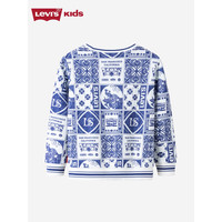 Levi's 李维斯童装男童纯棉卫衣24春秋龙年生肖款舒适毛圈满印儿童上衣 糖果白 160/80