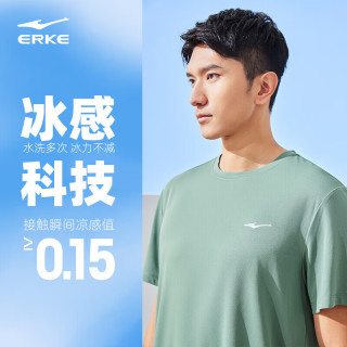 鸿星尔克t恤男子2024春夏冰感跑步运动上衣速干衣短袖