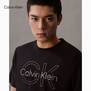 Calvin Klein Jeans24春夏男士休闲通勤经典字母印花纯棉短袖T恤40BC808 BAE-太空黑 M