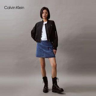 Calvin Klein Jeans24春夏女士字母印花棒球领宽松飞行员短外套J223496 BEH-太空黑 M