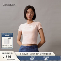 Calvin Klein Jeans24春夏女士复古时髦渐变字母印花短袖T恤J223337 TF6-贝壳粉 L