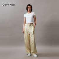 Calvin Klein Jeans24春夏女士复古时髦渐变字母印花短袖T恤J223337 YAF-月光白 S