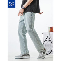 唐狮 TONLION男净色高街直筒牛仔长裤TB 黄泥色 XXL