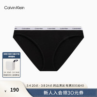 Calvin Klein内衣24春夏女士循环提花棉质年轻性感比基尼三角内裤QD5044 UB1-太空黑 S