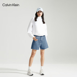 Calvin Klein Jeans24春夏女士潮流毛边水洗高腰宽松凉感牛仔短裤J224362 1AA-牛仔浅蓝 27