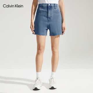 Calvin Klein Jeans24春夏女士潮流毛边水洗高腰宽松凉感牛仔短裤J224362 1AA-牛仔浅蓝 29