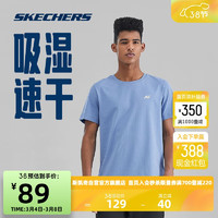 SKECHERS 斯凯奇 Skecher速干T恤男女针织短袖衫黑色圆领宽松运动上衣030P男款M