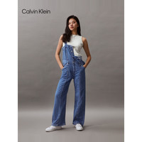Calvin Klein Jeans24春夏女士简约布标螺纹微弹修身内搭背心T恤J223108 CGA-奶昔白 S