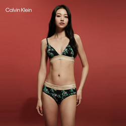 卡尔文·克莱恩 Calvin Klein 内衣女士本命年满印可拆垫三角杯文胸QF7515AD J4L-绚丽黑 L