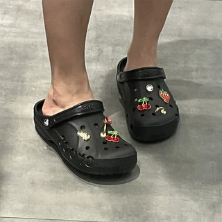 卡骆驰（crocs）洞洞鞋男女鞋 春夏休闲鞋凉鞋贝雅鞋沙滩鞋镂空凉拖鞋 黑色贝雅/侧镂空/拍小一码 46-47