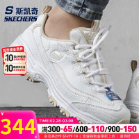 斯凯奇（SKECHERS）女鞋 冬D'LITES 1.0运动鞋时尚休闲鞋轻便耐磨厚底熊猫鞋 66666214-WNT 39